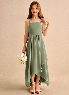 Azazie Twilight Dance Girls Formal Flower Girl Dresses Pistachio A-Line Pleated Chiffon Dress image5