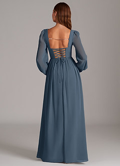 Azazie Maree Abiti da Damigella Abito A-Line in Chiffon Corsetto Blu Nettuno image6