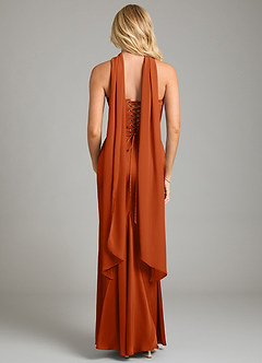 Azazie Sorrel Bridesmaid Dresses Burnt Orange Mermaid Strapless Stretch Satin Convertible Dress image9