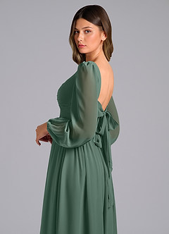 Azazie Zeya Brautjungfernkleider A-Linie Langarm Chiffon Kleid Seemoos image6