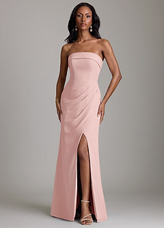 Azazie Aretha Final Sale Dusty Blue A-Line Strapless Chiffon Dress image1