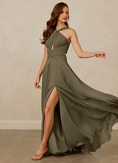 Christian Siriano Bridal for Azazie 1009 Bridesmaid Dresses Willow Green A-Line Pleated Chiffon Dress image7