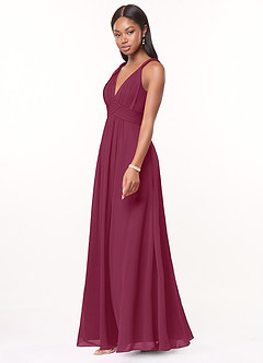 Azazie Maren Bridesmaid Dresses Mulberry A-Line Pleated Chiffon Dress image3