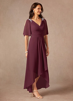 Azazie Pascual Mother of the Bride Dresses Cabernet A-Line Pleated Chiffon Dress image5