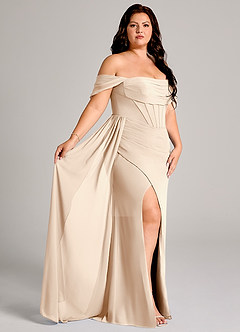 Azazie Amyra Bridesmaid Dresses White Alabaster Sheath Off the Shoulder Chiffon Convertible Dress image12