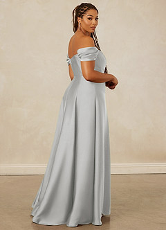Christian Siriano Bridal for Azazie 1002 Brautjungfernkleider Wandelbar A-Linie Schulterfrei Stretch-Satin Kleid Silber image16