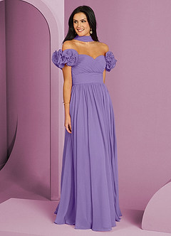 Barbie ♥ Azazie 신부 들러리 드레스 오프숄더 러플 로제트 A라인 드레스 image3