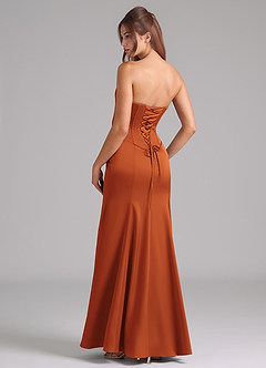 Azazie Ximena Bridesmaid Dresses Cinnamon Mermaid Corset Stretch Satin Convertible Dress image2