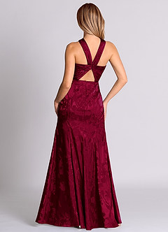 Azazie Rue 신부 들러리 드레스 쉬스 주름진 자카드 바닥 길이 드레스 image7