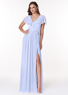 Azazie Jael Brautjungfernkleider A-Linie V-Hals Gittergewebe Kleid Lavendel image1