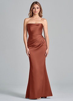 Azazie Olea Bridesmaid Dresses Auburn Mermaid Strapless Stretch Satin Convertible Dress image3