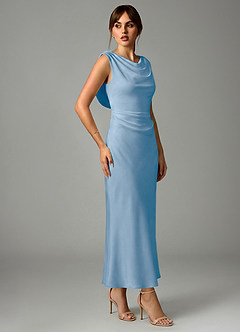 Azazie Kieryn Brudtärnklänningar Klä av Sjöjungfru i Stretch Satin Plisserad Puderblå image4