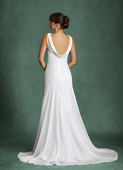 Azazie Angelina Vestidos de novia Vestido Diamante Blanco de Gasa de Corte Sirena image3