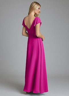 Azazie Omari Vestidos de damas de honor Vestido de Fucsia de Gasa de Corte en A image2