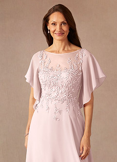 Azazie Faviola Final Sale Blushing Pink A-Line Boatneck sequins Chiffon Dress image5