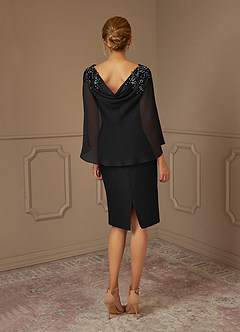 Azazie Carmela Mother of the Bride Dresses Black Sheath Lace Chiffon Dress image4