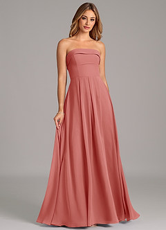 Azazie Lucienne Bridesmaid Dresses Antique Rose A-Line Strapless Chiffon Convertible Dress image4