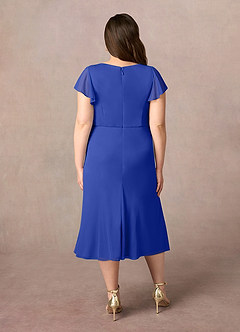 Azazie Vera Mother of the Bride Dresses Royal Blue A-Line V-Neck Pleated Mesh Dress image9