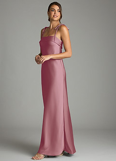 Azazie Ellia Bridesmaid Dresses Vintage Mauve Sheath Bow Stretch Satin Dress image4