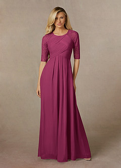 Azazie Raelyn Mother of the Bride Dresses Mulberry A-Line Lace Mesh Dress image4