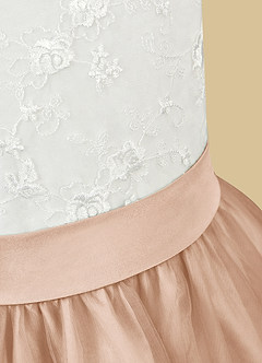 Azazie Vetty Flower Girl Dresses Ivory English Rose A-Line Lace Tulle Dress image11