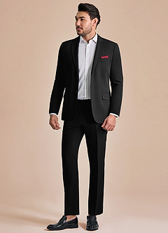 front James Black Structured Stretch Suit