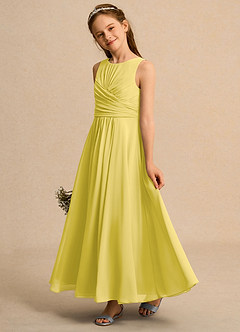Azazie Ducky Girls Formal Flower Girl Dresses Canary A-Line Pleated Chiffon Dress image5