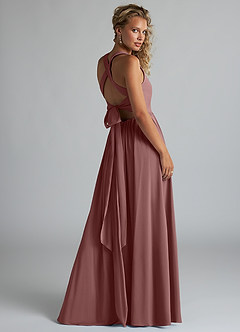 Azazie Kecia Final Sale Desert Rose A-Line V-Neck Stretch Chiffon Dress image2