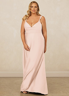 Christian Siriano Bridal for Azazie 1001 Robes de demoiselle d'honneur Robe Trapèze en Satin extensible Encolure en Forme de Cœur Rose Pâle image15