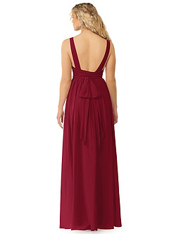 Azazie Kora Bridesmaid Dresses Burgundy A-Line Pleated Chiffon Dress image2