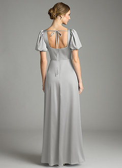 Azazie Fyona Bridesmaid Dresses Silver A-Line Pleated Stretch Satin Dress image7