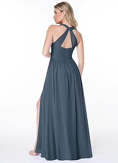 Azazie Jaclyn Abiti da Damigella Abito A-Line in Chiffon Plissettato Blu Nettuno image6