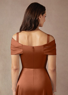 Azazie Amelia Mother of the Bride Dresses Copper A-Line Off the Shoulder Stretch Satin Dress image7