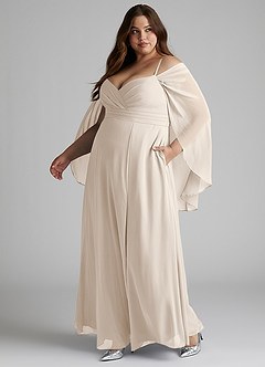 Azazie Cienna Bridesmaid Dresses White Alabaster A-Line Long Sleeve Chiffon Dress image10