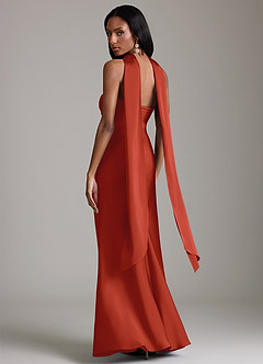 Azazie Saylor Brudtärnklänningar Klä av Sjöjungfru i Stretch Satin Axelbandslös Rost image8