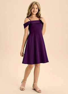 Azazie Anselie Junior Linia A Pofałdowany Satyna elastyczna Mini Młodsza druhna Sukienka image6