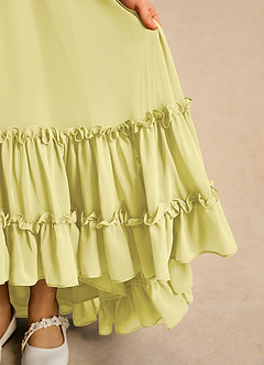 Azazie Kass Flower Girl Dresses Lemon Sorbet A-Line Pleated Chiffon Dress image7