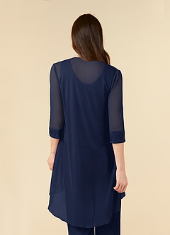 Azazie Frances Mère de la mariée Robes Robe Combinaison/Tailleur Pantalon en Maille Découpé Bleu Marine Foncé image6
