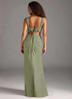 Azazie Jesaphine Bridesmaid Dresses Pistachio Sheath Bow Chiffon Dress image2
