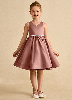 Azazie Julietta Robe Demoiselle D'honneur Fillette Robe Princesse en Tulle Convertible Rose De Cèdre image9