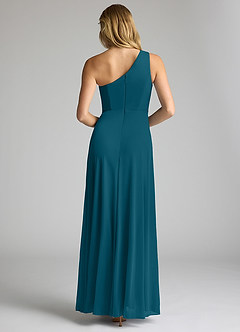 Azazie Brooke Robes de demoiselle d'honneur Robe Trapèze en Maille Ue épaule Bleu Encre image5
