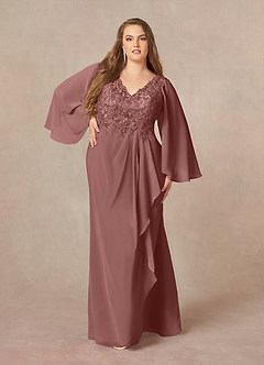 Azazie Perry Mother of the Bride Dresses Desert Rose Mermaid V-Neck Lace Chiffon Dress image7