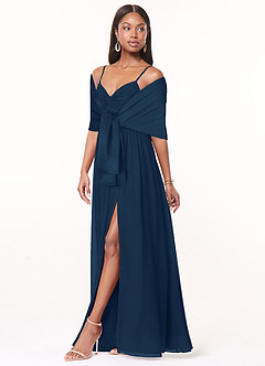 front Azazie Aleena Matte Satin Shawl
