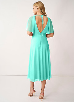 Azazie Tinsley Brautjungfernkleider A-Linie Plissee Gittergewebe Kleid Spa image6