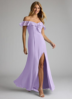 Azazie Sophie Bridesmaid Dresses Lilac A-Line Off the Shoulder Chiffon Convertible Dress image8