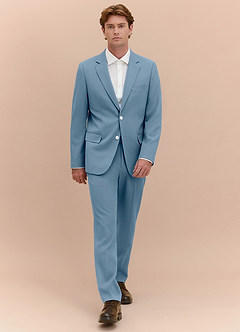 front James Light Blue Structured Stretch Suit