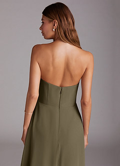 Azazie Wren Bridesmaid Dresses Willow Green A-Line Side Slit Chiffon Convertible Dress image8