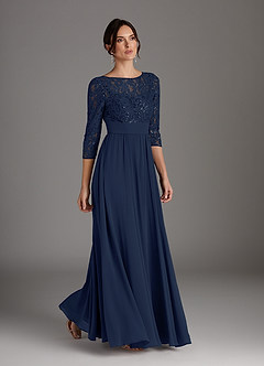 Azazie Carmena Mother of the Bride Dresses Dark Navy A-Line Sequins Chiffon Dress image3