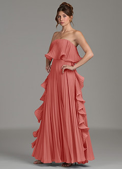 Azazie Alexia Robes de demoiselle d'honneur Robe Trapèze en Mousseline de soie Rayé Antique Rose image3