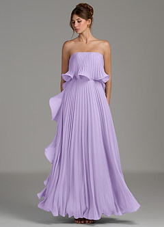 Azazie Alexia Robes de demoiselle d'honneur Robe Trapèze en Mousseline de soie Rayé Lilas image6
